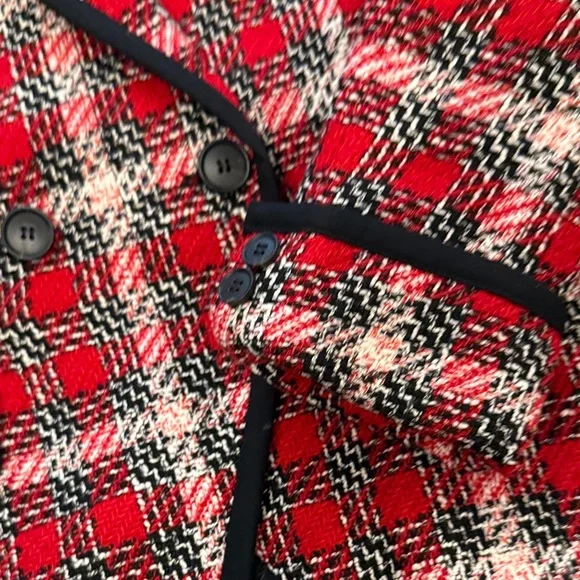 Veronica Beard Red Plaid Double-Breasted Jacket - Picture 3 of 5